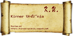 Kirner Uránia névjegykártya